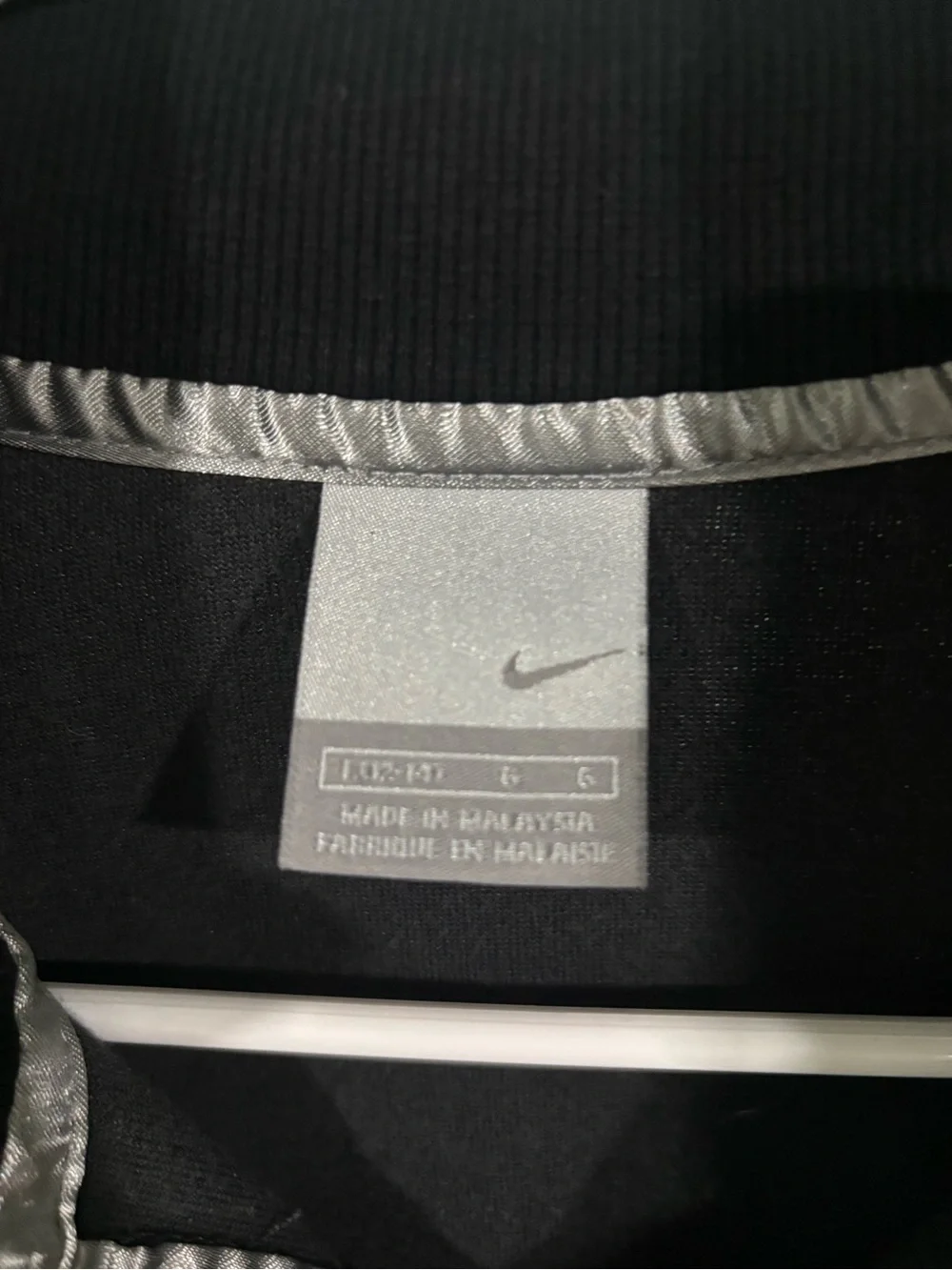 Nike Black Velour Full-Zip Track Jacket with White Piping